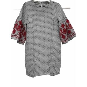 Primark Embroidered Women's Dress Size 6‎ Bell Sleeves Red Embroidery